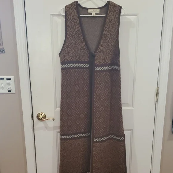 County Clothing Vintage Long Brown Vest Size Large - Picture 2 of 10